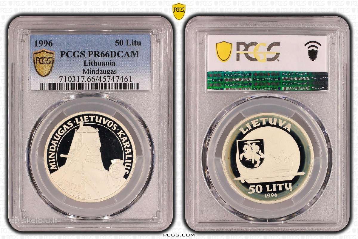 1996m 50 Litu Mindaugas Pcgs Pr 66 Dcam