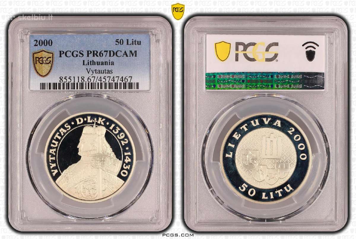 2000m. 50 Litu Vytautas Pcgs Pr 67 Dcam - nuotraukos Nr. 3