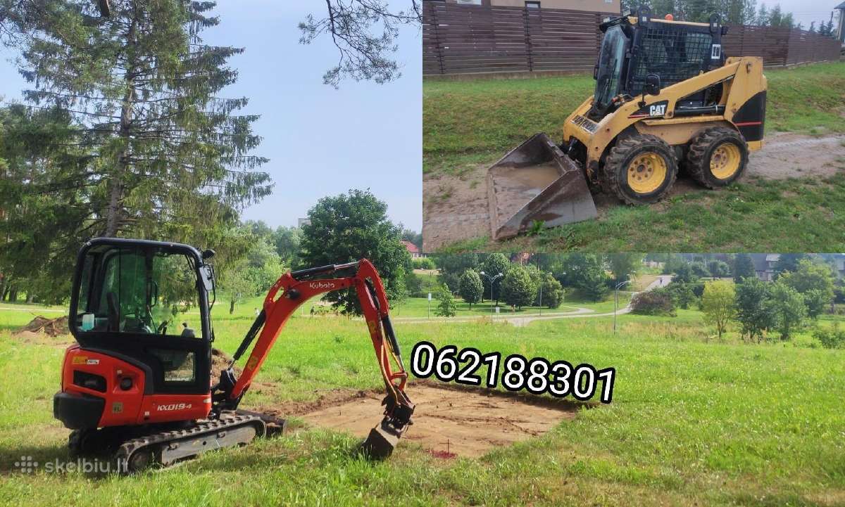 Mini ekskavatoriaus ir Bobcat darbai