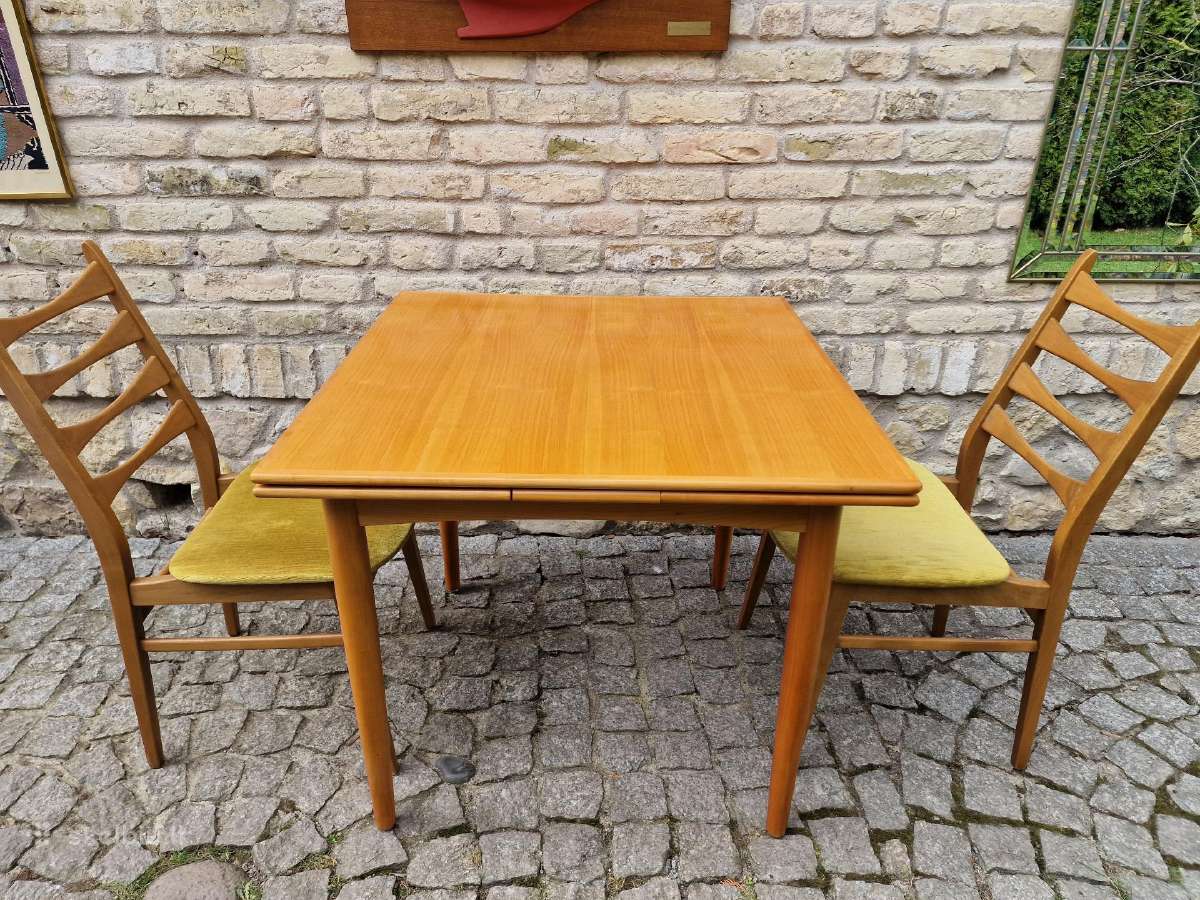 Vintažinis mid century tikmedžio valgomojo stalas