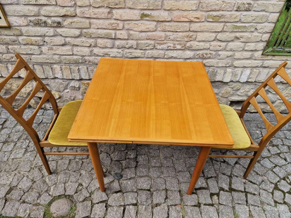 Vintažinis mid century tikmedžio valgomojo stalas - nuotraukos Nr. 2