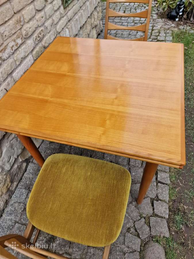 Vintažinis mid century tikmedžio valgomojo stalas - nuotraukos Nr. 4