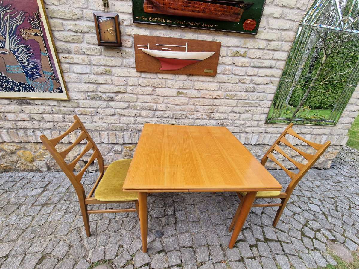 Vintažinis mid century tikmedžio valgomojo stalas - nuotraukos Nr. 5
