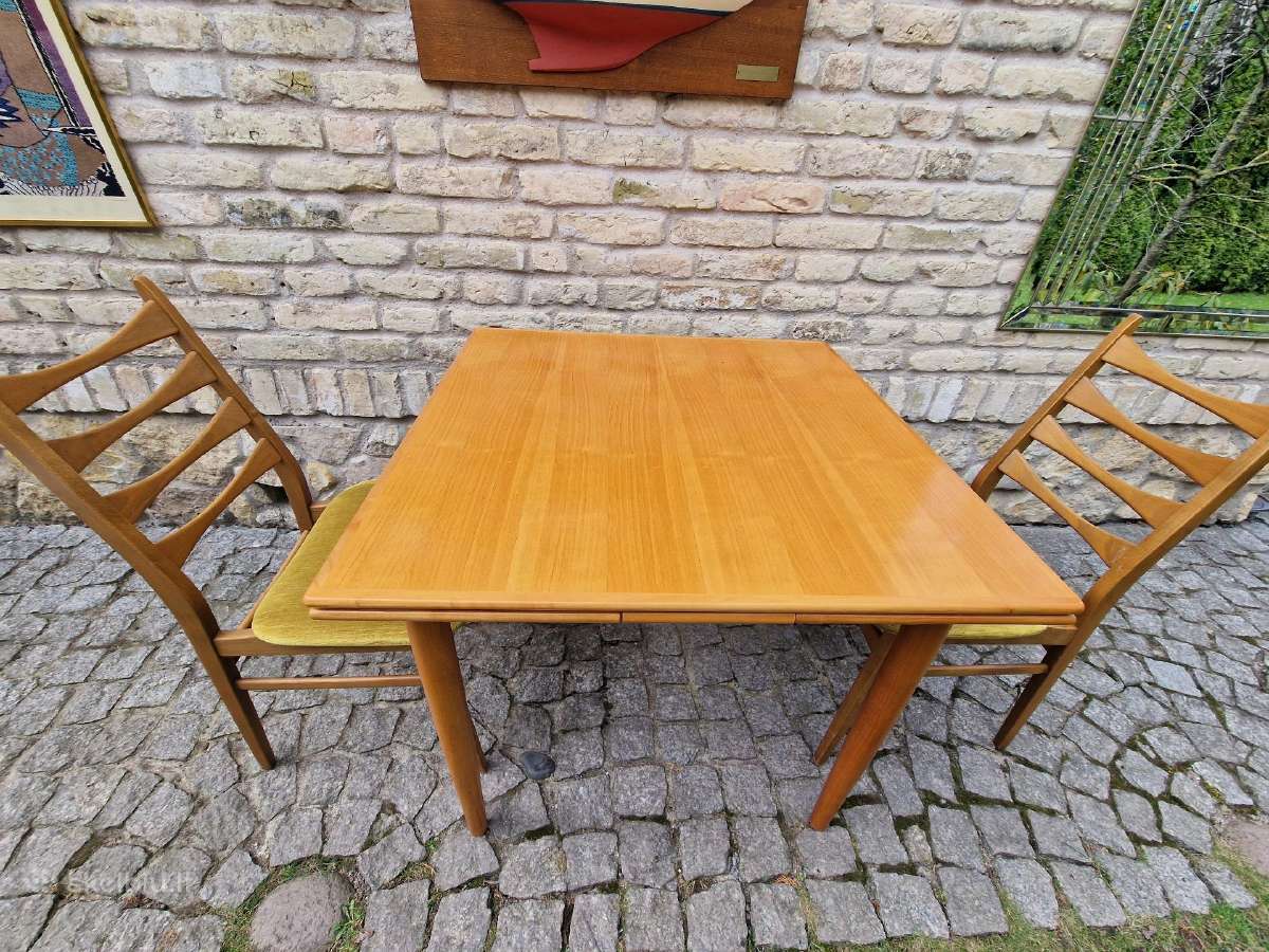 Vintažinis mid century tikmedžio valgomojo stalas - nuotraukos Nr. 6