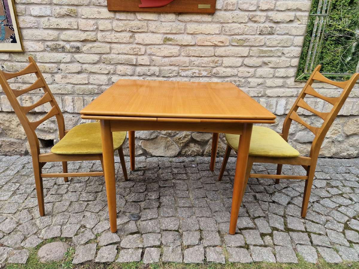 Vintažinis mid century tikmedžio valgomojo stalas - nuotraukos Nr. 7