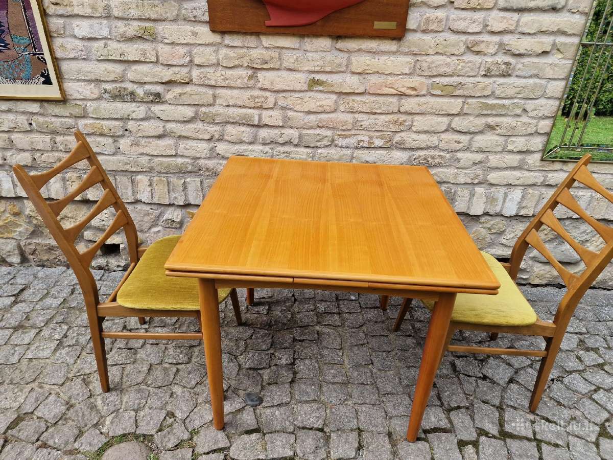 Vintažinis mid century tikmedžio valgomojo stalas - nuotraukos Nr. 8