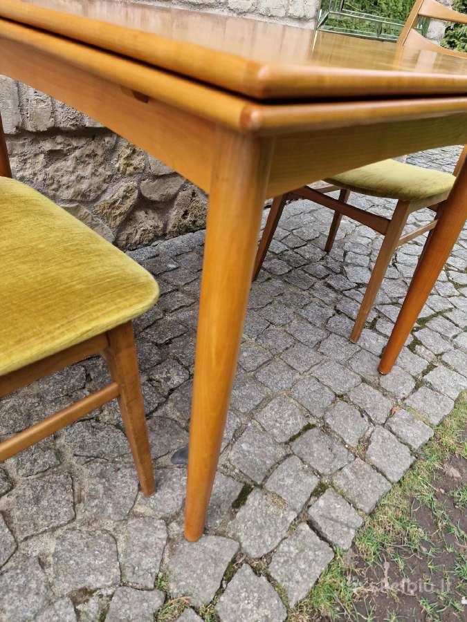 Vintažinis mid century tikmedžio valgomojo stalas - nuotraukos Nr. 9
