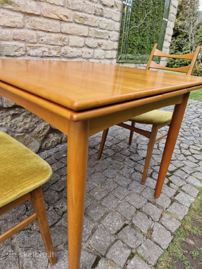 Vintažinis mid century tikmedžio valgomojo stalas - nuotraukos Nr. 11