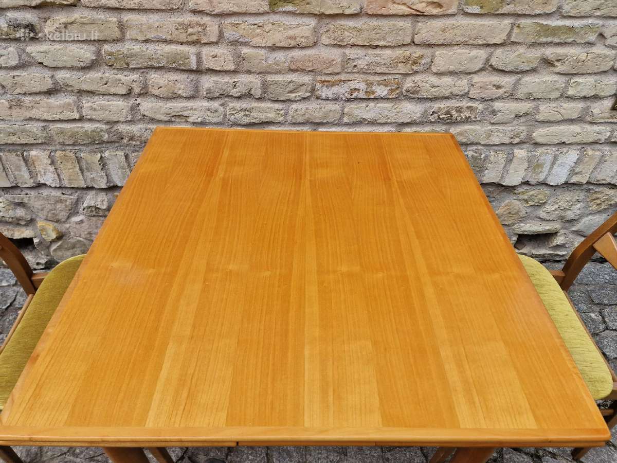 Vintažinis mid century tikmedžio valgomojo stalas - nuotraukos Nr. 13