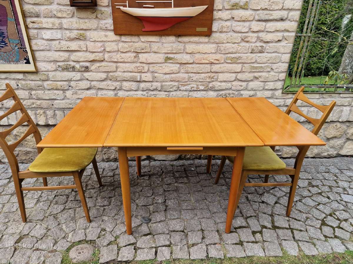 Vintažinis mid century tikmedžio valgomojo stalas - nuotraukos Nr. 14