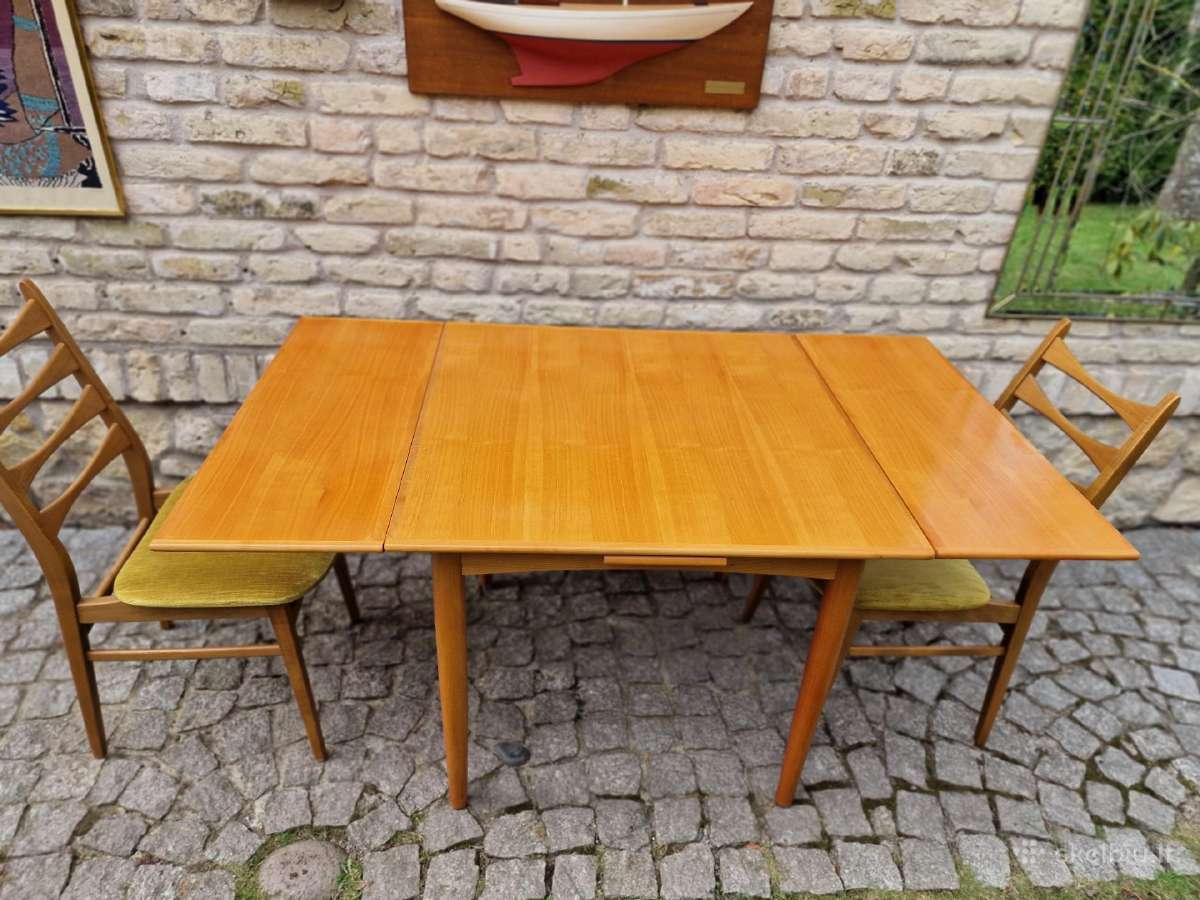Vintažinis mid century tikmedžio valgomojo stalas - nuotraukos Nr. 15