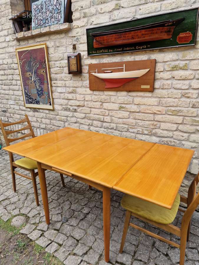 Vintažinis mid century tikmedžio valgomojo stalas - nuotraukos Nr. 16
