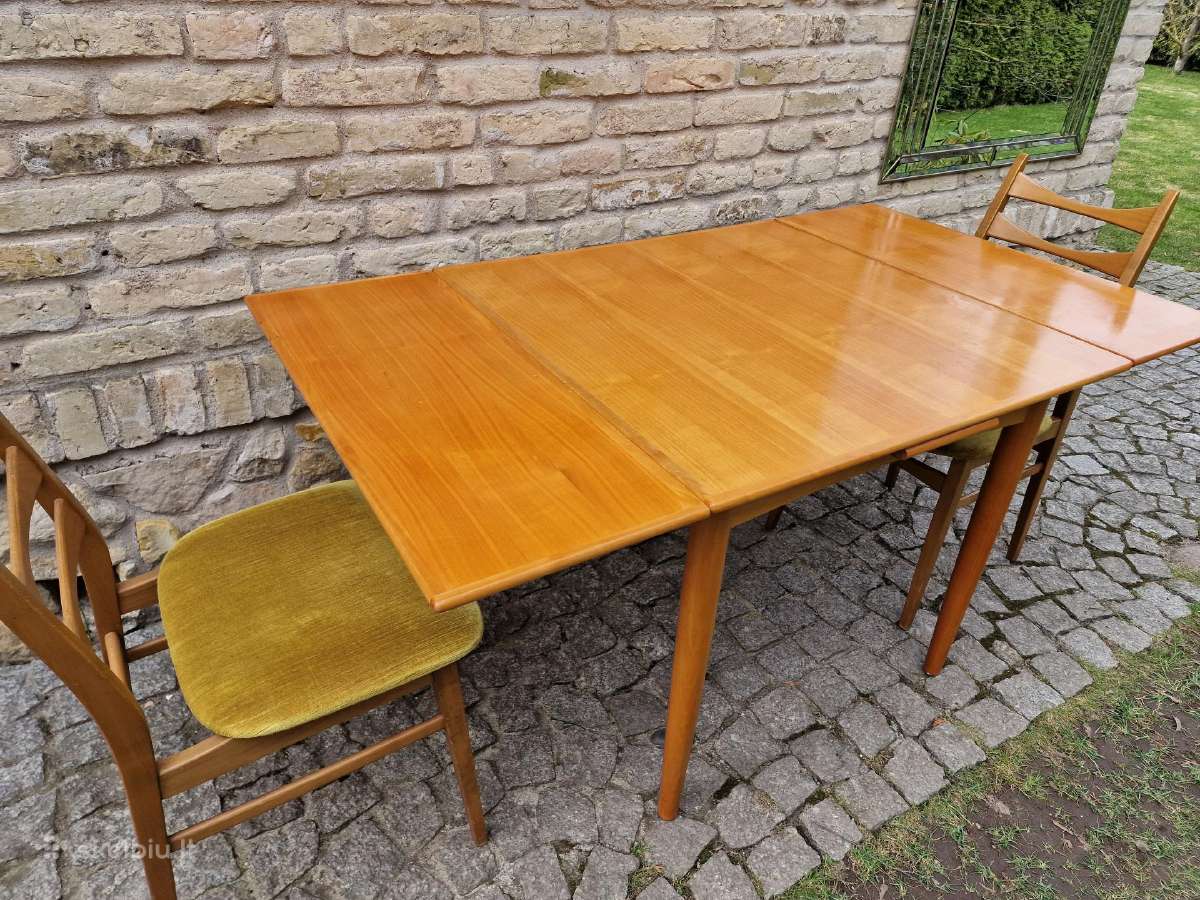 Vintažinis mid century tikmedžio valgomojo stalas - nuotraukos Nr. 18
