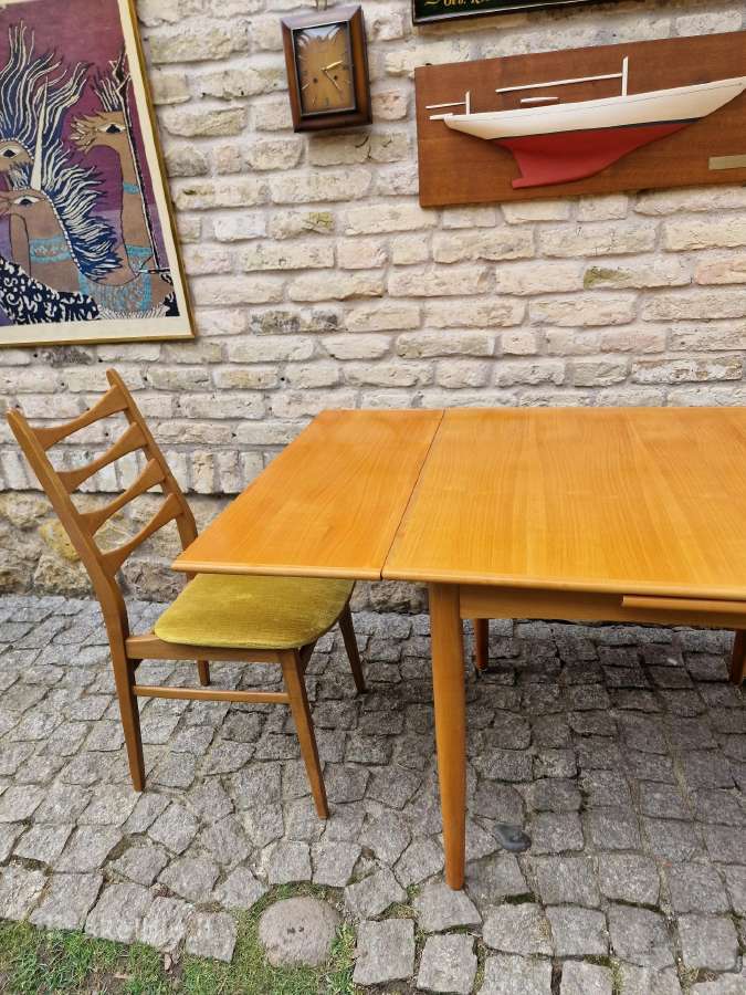 Vintažinis mid century tikmedžio valgomojo stalas - nuotraukos Nr. 21