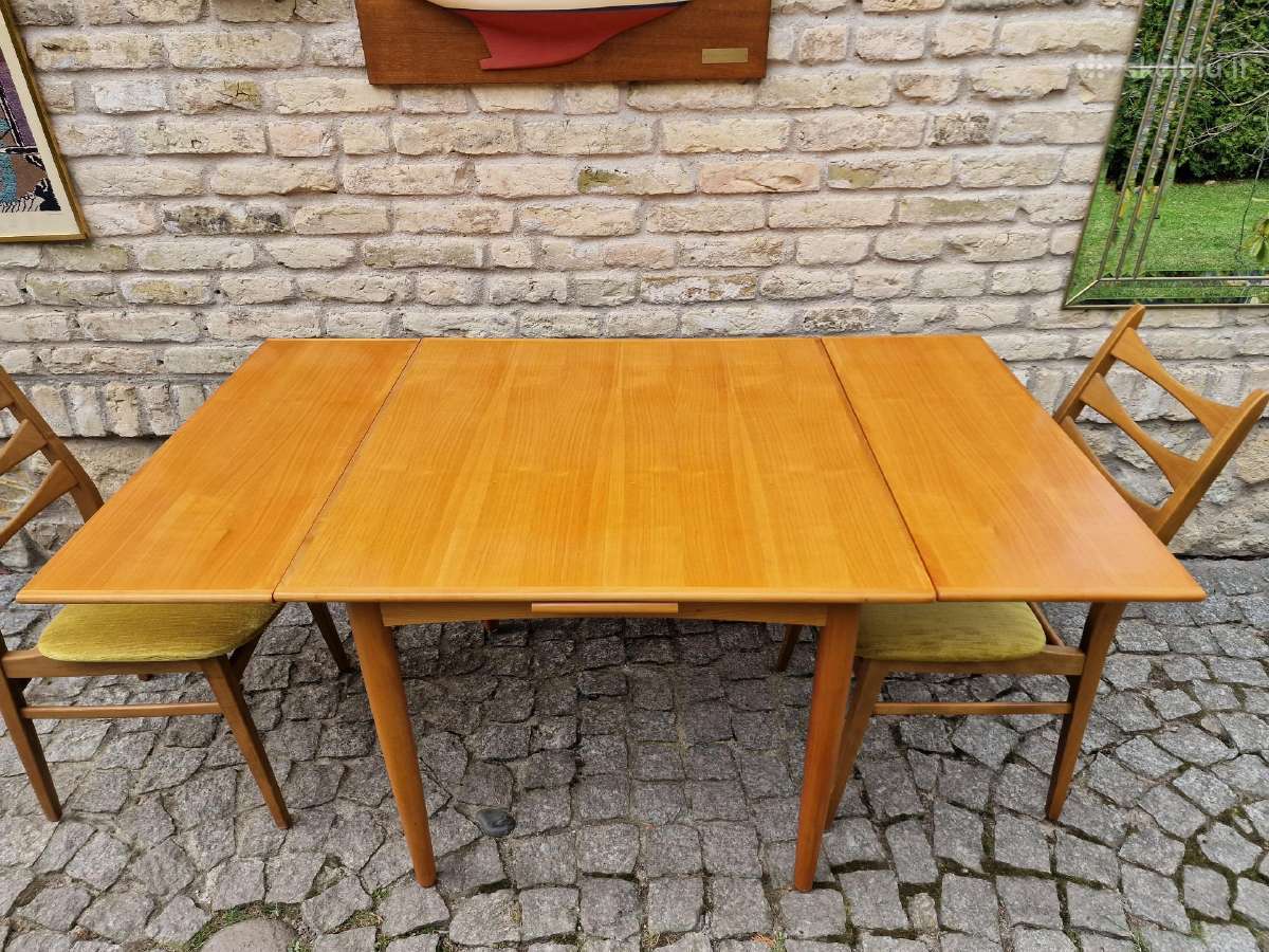 Vintažinis mid century tikmedžio valgomojo stalas - nuotraukos Nr. 22