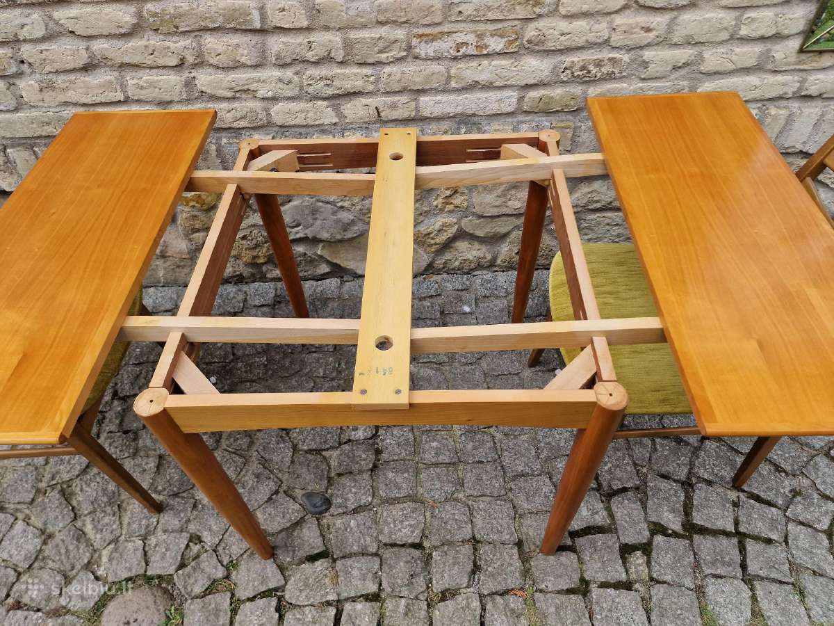 Vintažinis mid century tikmedžio valgomojo stalas - nuotraukos Nr. 23