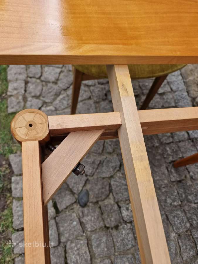 Vintažinis mid century tikmedžio valgomojo stalas - nuotraukos Nr. 24