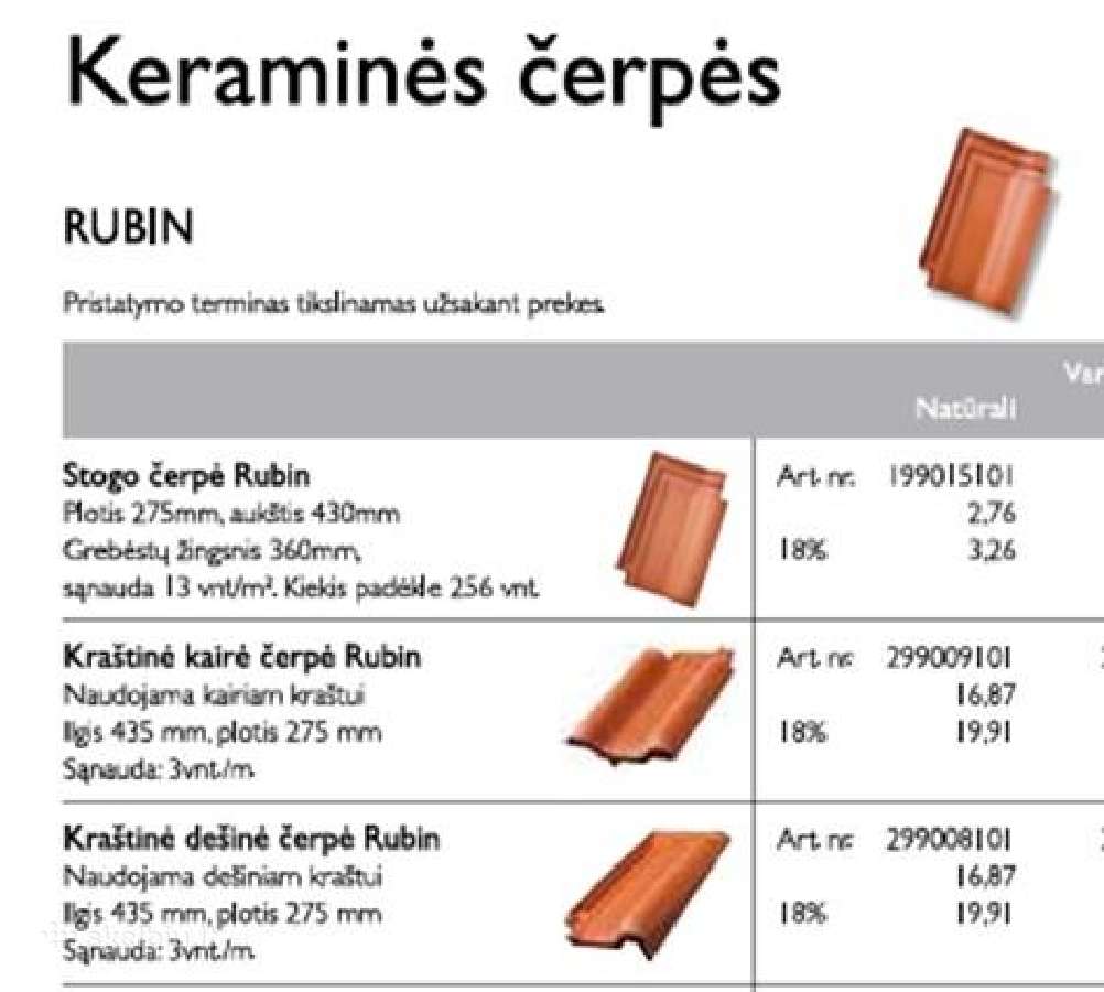 Čerpes keraminės Monier Rubin Natural [Vokietija]