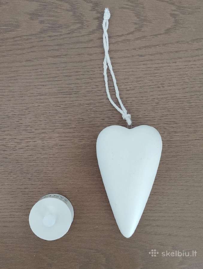 Balta keramikinė pakabinama Širdis, dekoracija - nuotraukos Nr. 4