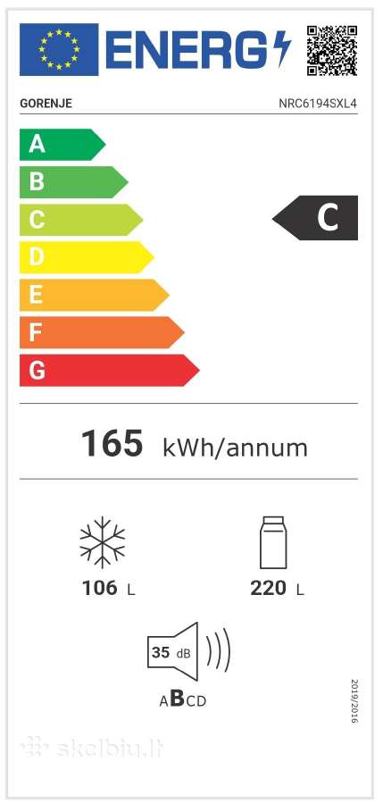 185cm šaldytuvai Gorenje Nrc6194sxl4 - nuotraukos Nr. 27