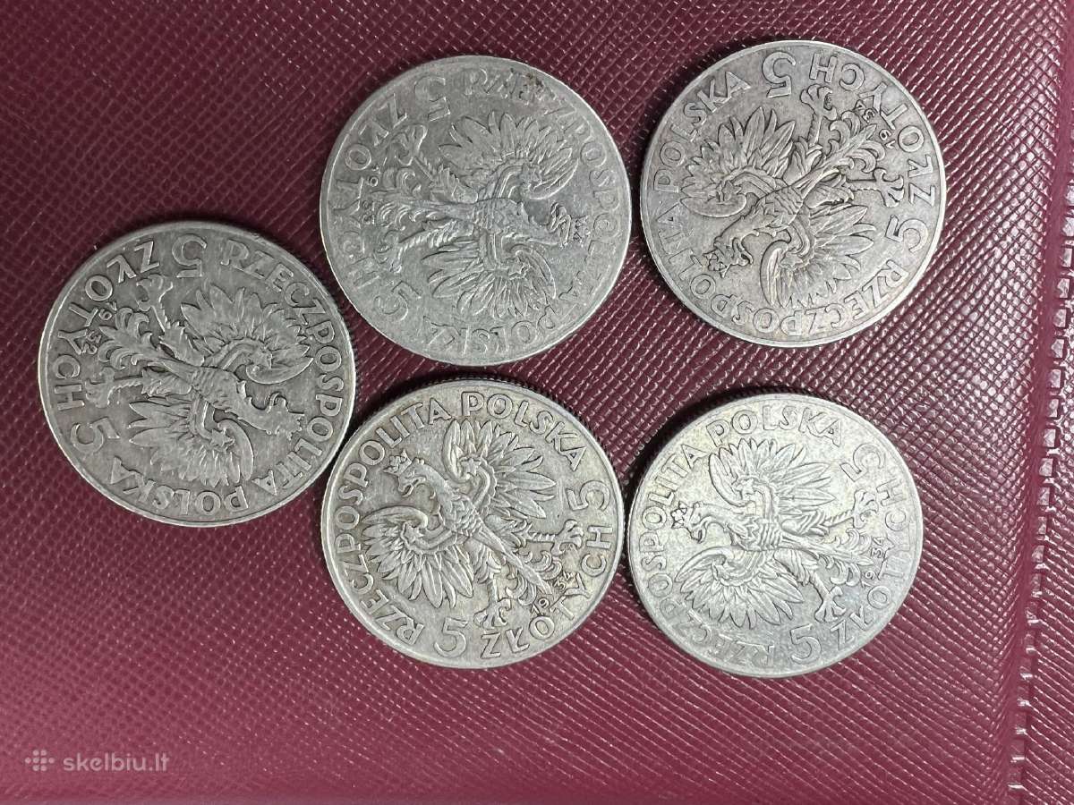5 zlotai Jadvyga 1932,1933,1934 - nuotraukos Nr. 2