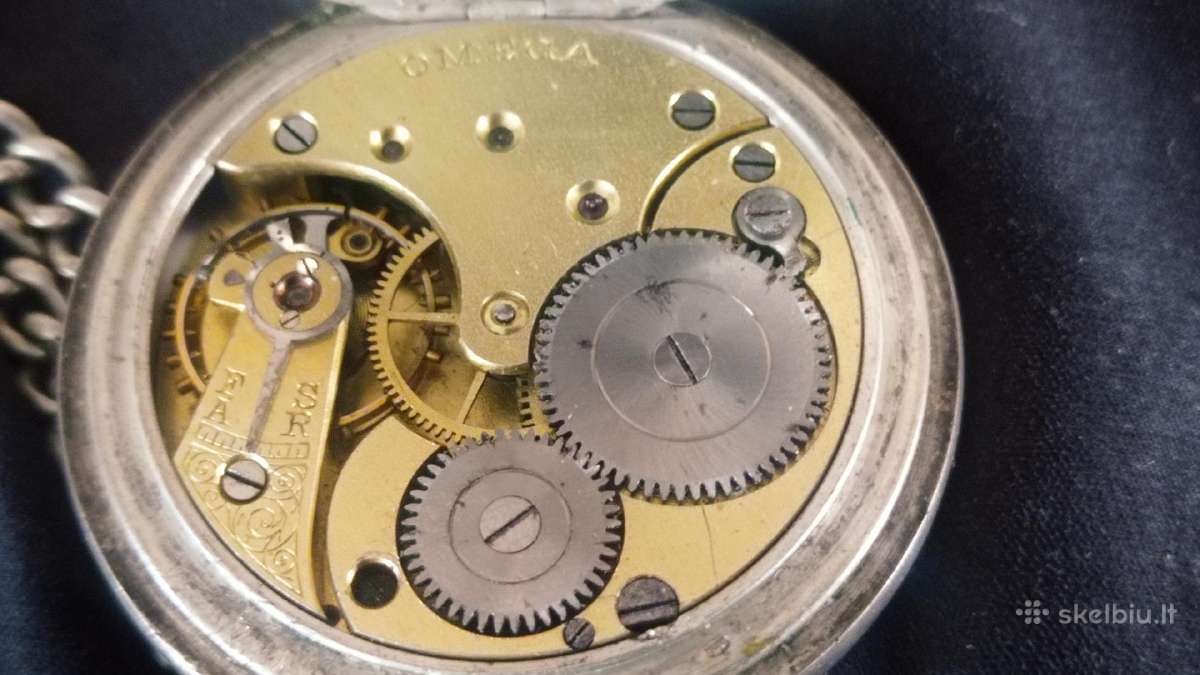 Senovinis kišeninis sidabrinis laikrodis Omega - nuotraukos Nr. 5