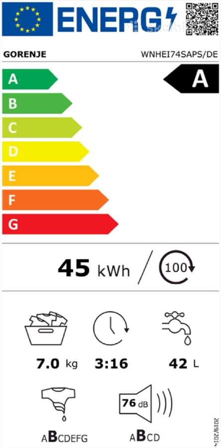 46,6cm Gorenje Wnhei74saps/de 7kg A - nuotraukos Nr. 22