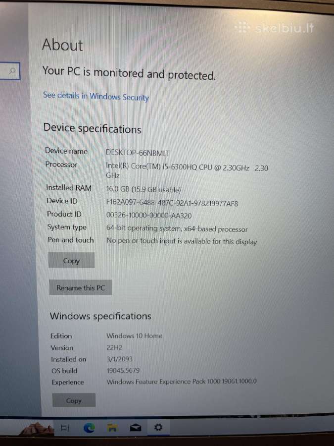 Dell Precision 5510 I5-6300hq 16 GB 256 SSD 500 GB - nuotraukos Nr. 5