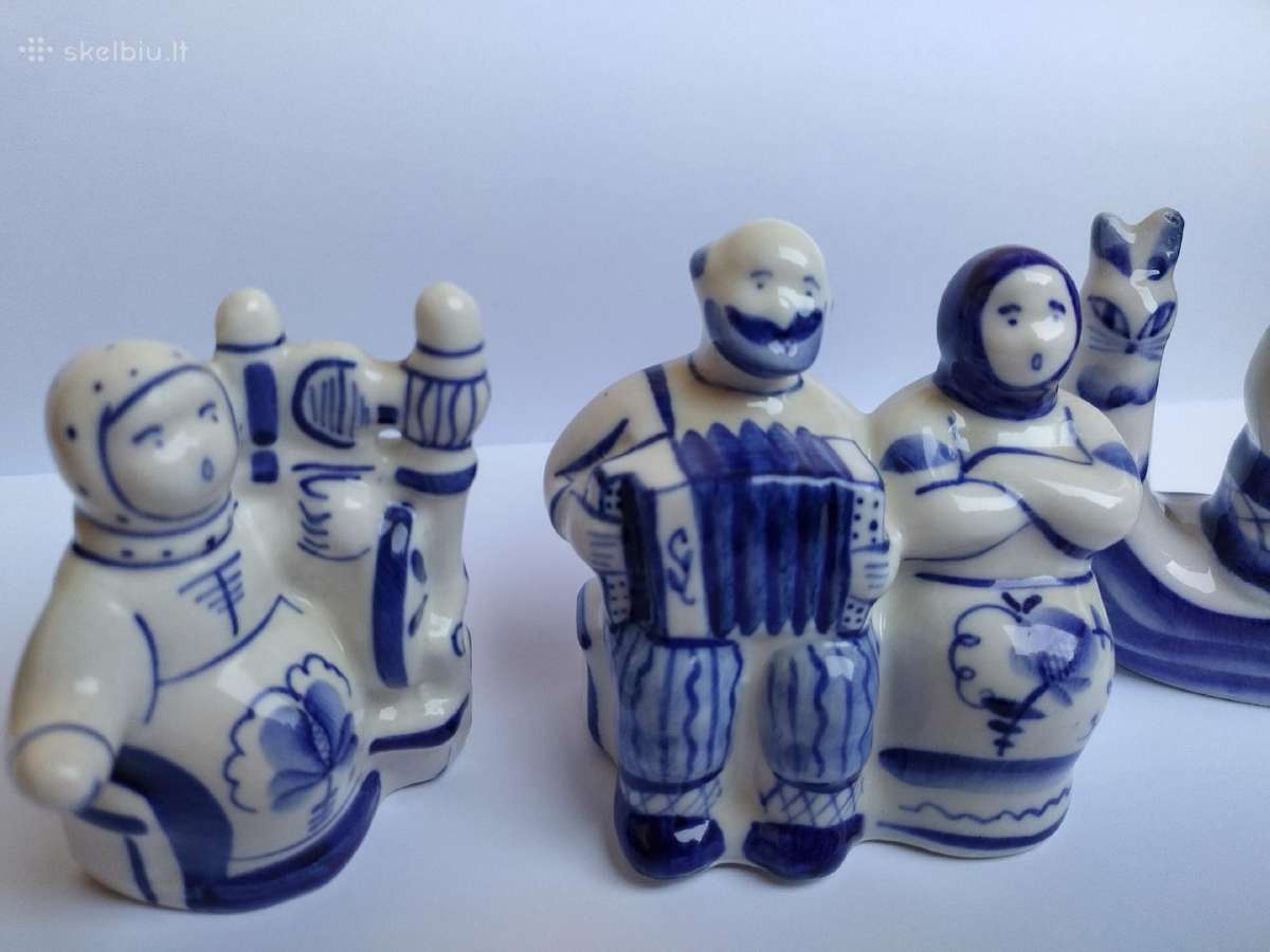Gzhel porcelianinės figūrėlės - 5 vnt. - nuotraukos Nr. 3