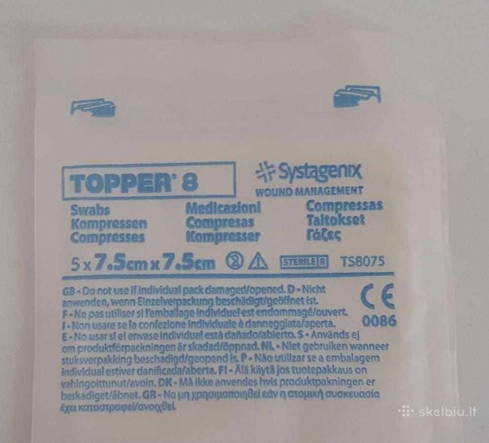 Kompresas medicininis Topper8 7.5x7.5cm.
