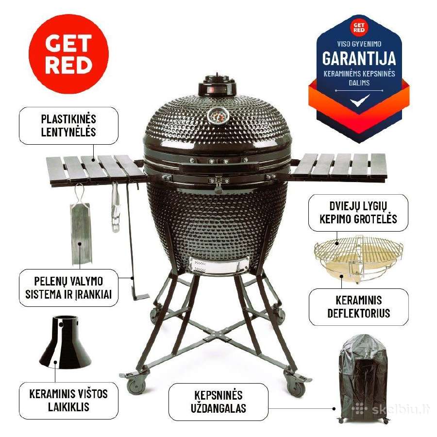 Akcija! Kamado didelė Get Red 24/60cm kepsninė - nuotraukos Nr. 2