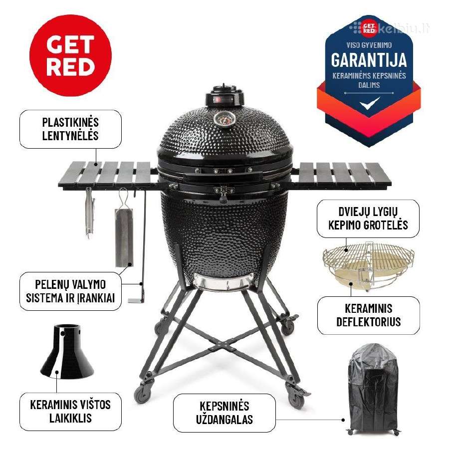 Akcija! Kamado Get Red 22/56cm kepsninė - nuotraukos Nr. 2
