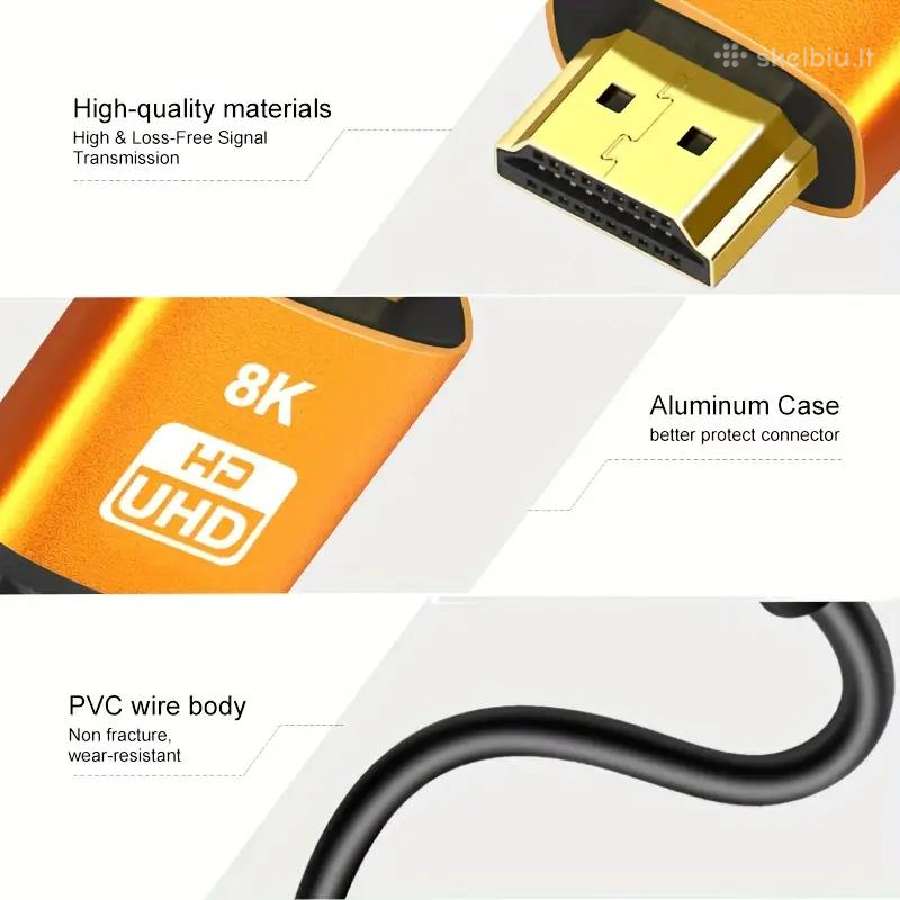 Aukštos kokybės Hdmi 2.1 laidai 4k 120hz 3m – nauj - nuotraukos Nr. 5