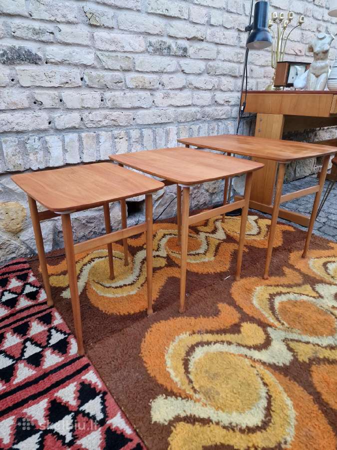 Vintažiniai mid century tikmedžio staliukai - nuotraukos Nr. 5