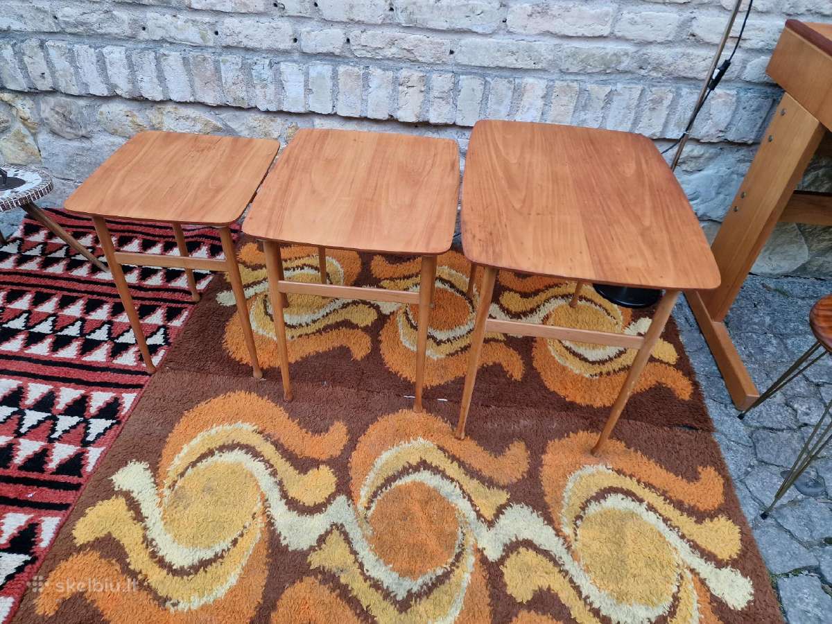 Vintažiniai mid century tikmedžio staliukai - nuotraukos Nr. 9