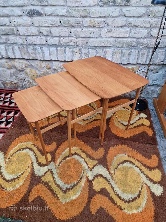 Vintažiniai mid century tikmedžio staliukai - nuotraukos Nr. 10