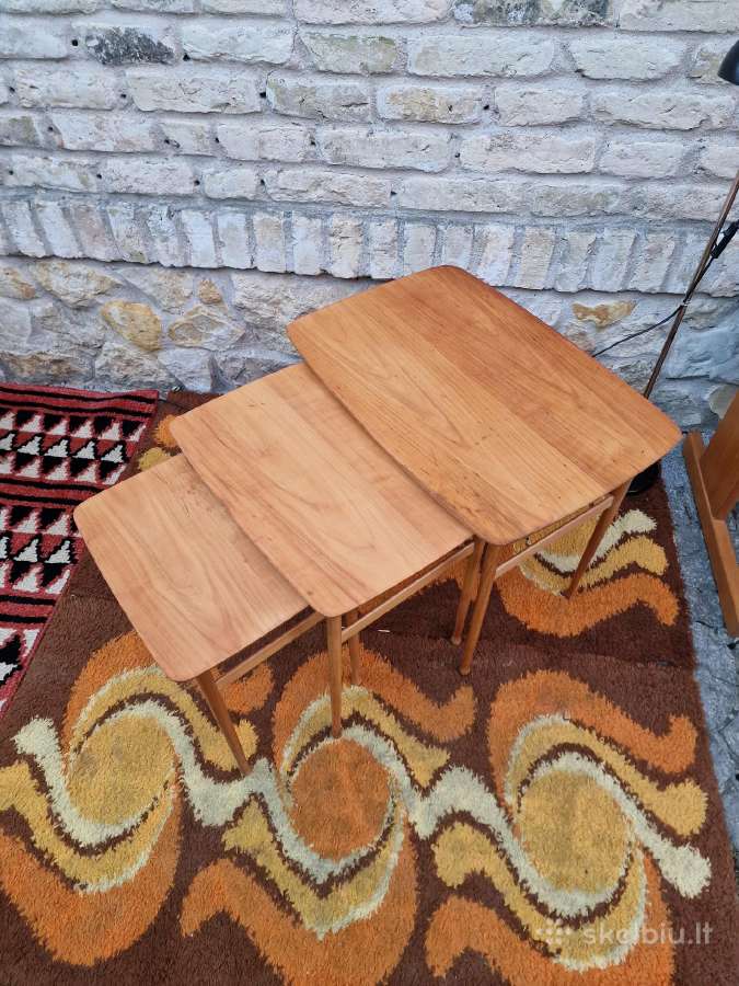 Vintažiniai mid century tikmedžio staliukai - nuotraukos Nr. 12