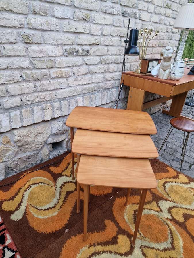 Vintažiniai mid century tikmedžio staliukai - nuotraukos Nr. 14