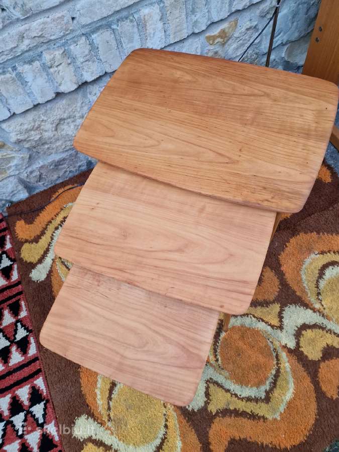 Vintažiniai mid century tikmedžio staliukai - nuotraukos Nr. 17