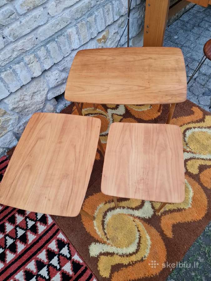 Vintažiniai mid century tikmedžio staliukai - nuotraukos Nr. 21