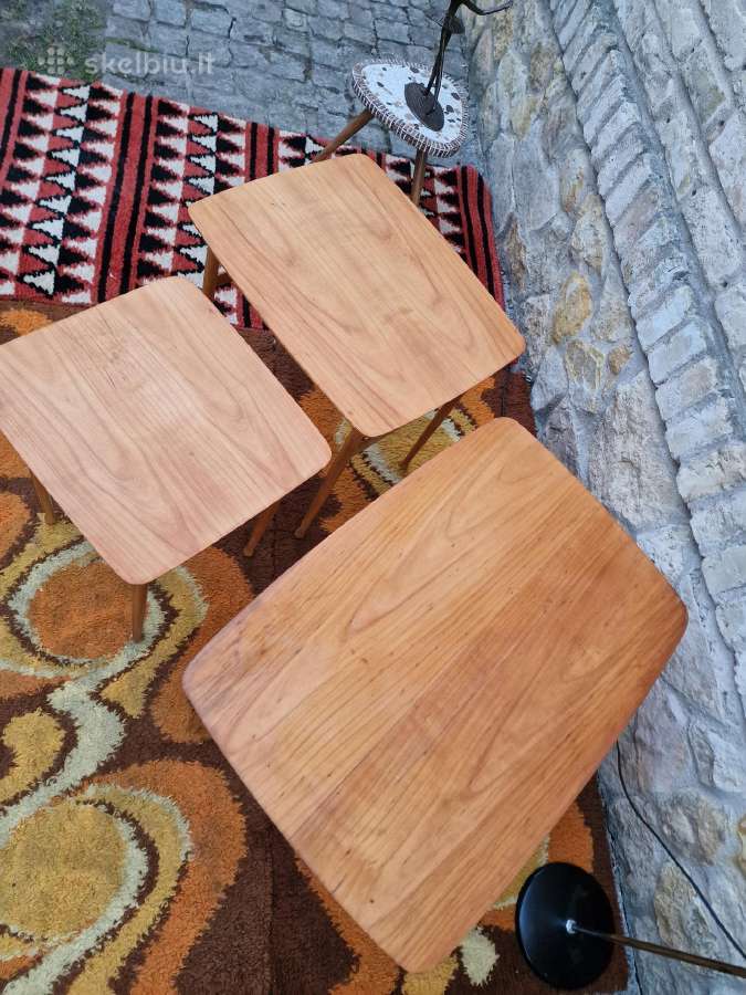 Vintažiniai mid century tikmedžio staliukai - nuotraukos Nr. 22
