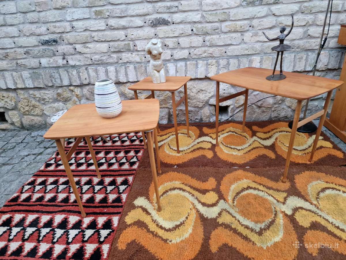 Vintažiniai mid century tikmedžio staliukai - nuotraukos Nr. 26