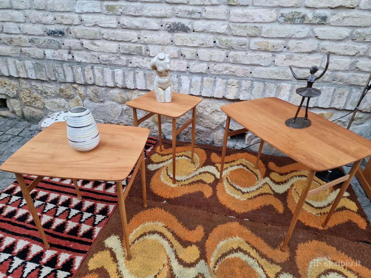 Vintažiniai mid century tikmedžio staliukai - nuotraukos Nr. 29