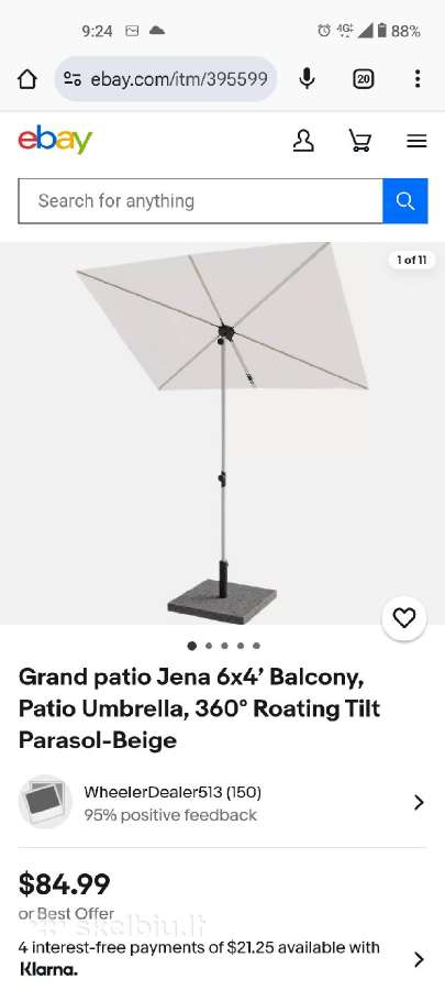 Balkono saulės skėtis 360 kampu 1.3x1.8m - nuotraukos Nr. 8