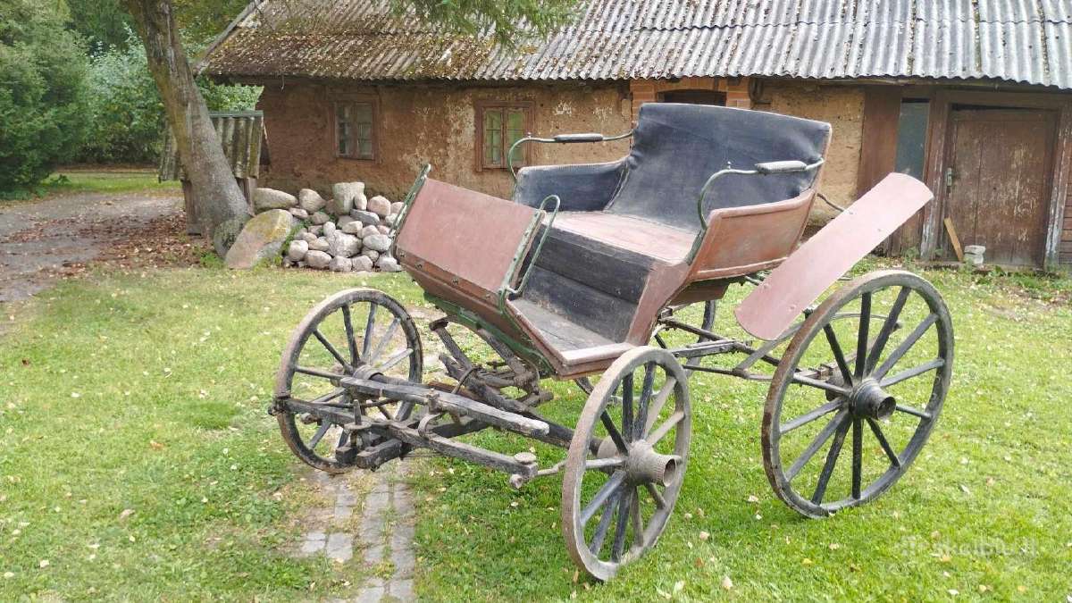 Antikvarinė arklinė karieta-brička arklinės rogės