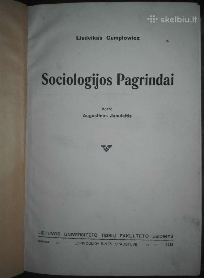 1020. Sociologijos Pagrindai. Liudvikas Gumplowicz