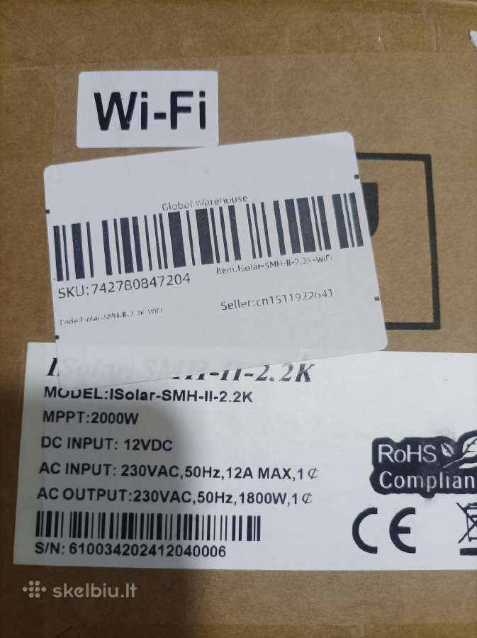 Mppt inventeris 12v į 220v 2.2kw su WiFi - nuotraukos Nr. 3