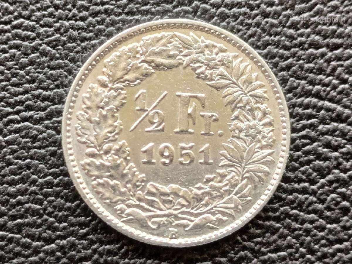 (109) 1/2 franko 1951m. Šveicarija sidabras