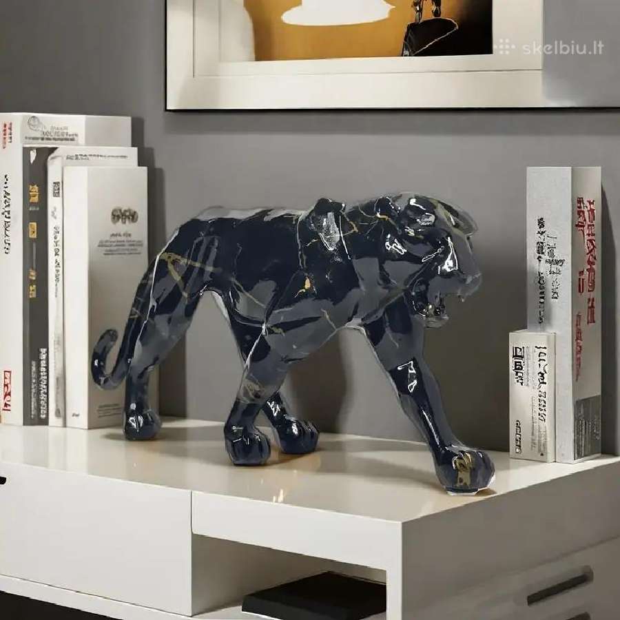 Juoda ir auksinė leopardo statulos, skulptūros - nuotraukos Nr. 3