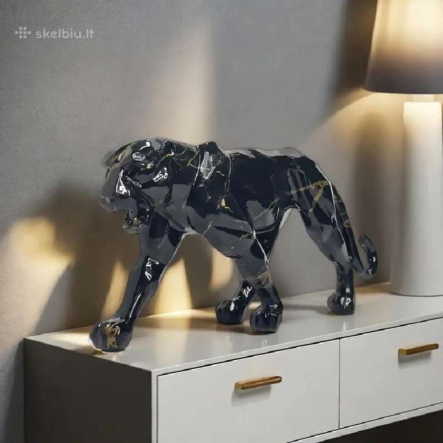 Juoda ir auksinė leopardo statulos, skulptūros - nuotraukos Nr. 4